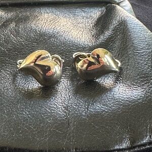 Silver tone Heart Clip on Earrings